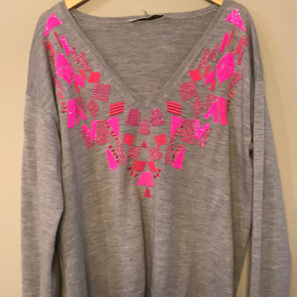 Trina Turk Embroidered and Sequined Sweater